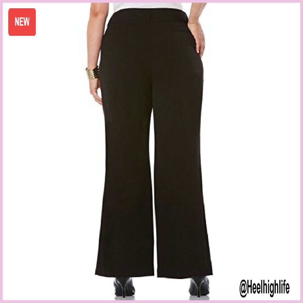 Plus Size Gabardine Bootcut Dress Pants Curvy Fit Stretch - Picture 3 of 4